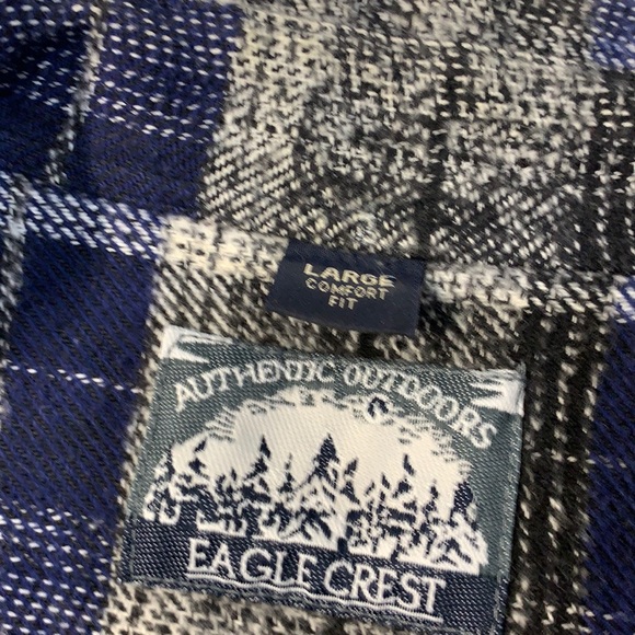 CAMP 100% COTTON SHACKET FLANNEL BLUE WITH GRAY SHADES 2 POCKET FRONT - Picture 3 of 5